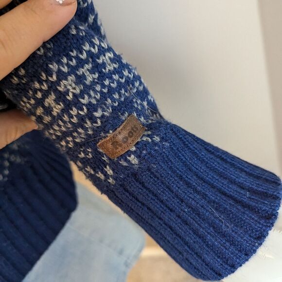 Roots Fair Isle Knit Sweater S Blue Unisex Cozy Winter Pullover Nordic Style Cla - Picture 4 of 8